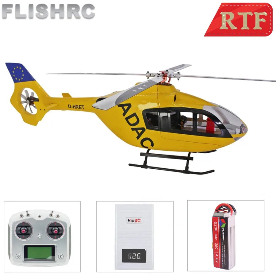 FL450 V5 FLISHRC EC135 450 Size Scale Helicopter 6CH GPS with Flight Control RTF FLISHRC RC Helicopter Hobby,Outdoor Fun